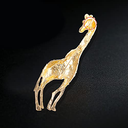 Image of Rhinestone Colorful Giraffe Brooch Pin for Women Girls Unisex Gold-Toned Fashion Crystal Big Animal Brooches Lapel Pins Cute Dress Accessories Birthday Easter JewelrySouvenir for Pet Lover