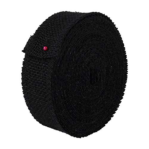 HAPINARY Rollos de arpillera organizador cinta de diamantes de imitación sellador soga de arpillera cable packing tape rugerizado cinta para envolver cinta festiva lino Black