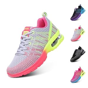 Womens Trainers Running Shoes Air Cushion Gym Shoes Athletic Sports Breathable Lightweight Jogging Sneakers for Ladies Fashion Walking Shoes Size UK 3-8