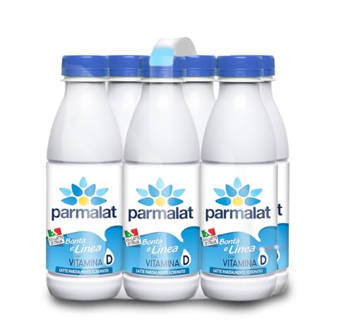 Parmalat Latte UHT Parzialmente Scremato, Bontà e Linea con Vitamina D, 6x500 ml