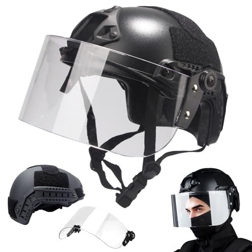 Casque Tactique Airsoft Paintball Fast Mich 2000 avec Lunettes à VisièRe, paour Cosplay CS Games Hunting (Fast BK)