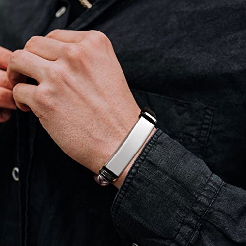 Personalized Bracelet For Men : Braided Leather Engraved Name Id Wristband Gift For Him,Boyfriend,Husband,Dad, Customized Gift For Christmas, Birthday, Valentine's Day, Anniversary, Father's Day #TOP1