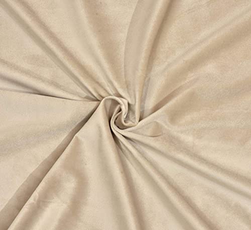 Image of High Sofa Quality Velvet Solid Grommet Room Darkening Eyelet Door Curtains for Living Room, Beige King 5 Feet, Set of 2 Pieces