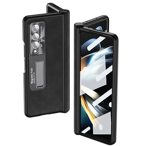 Protection Galaxy Fold 4 antichoc, étui mince en similicuir à rabat magnétique et béquille