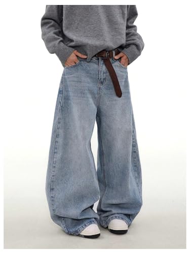 Verdusa Men's Vintage Baggy Jeans Grunge Streetwear Wide Leg Denim Pants with Pockets3