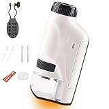 kit microscopio micro science Microscopio para niños pequeño y ligero: Microscopio para niños mini y ligero, que utiliza lentes ópticas asféricas ecológicas, fuerte transmisión de luz, diseño antidispersión de luz, especialmente diseñado para niños. También puedes llevar un microscopio de bolsillo plegable en una mochila. Es adecuado para la observación de aventuras al aire libre y deportes en la jungla de ejemplares de animales y plantas. Ayuda a desarrollar el pensamiento científico de los niños