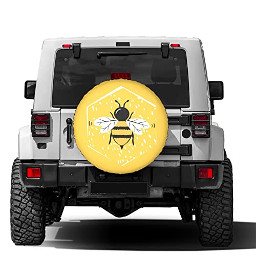 Image of Delerain Spare Tire Cover Cartoon Bee Wheel Covers Sun Protection Waterproof for Jeep Truck RV Trailer SUV and Many Vehicle (14 Inch for Diameter 23 inch-27 inch)