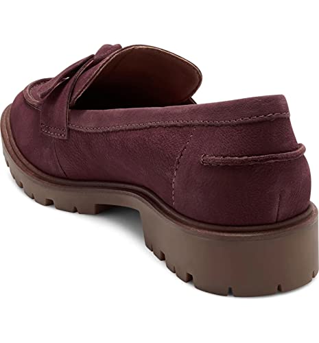 Lucky Brand Tamio Andorra Burgundy Flat Knot Bow Lug Sole Slip On Modern Loafers (Andorra Burgundy, 7) #TOP1
