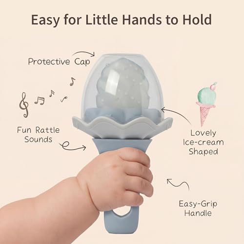 Image of Moonkie Baby Fruit Feeder for Self-Feeding: Controlled Flow Design with 2 Pouches for Safe First Foods - BPA Free Silicone Food Feeder with Freezer Tray for Cooling Comfort - 4 Months+ - 1 Pack
