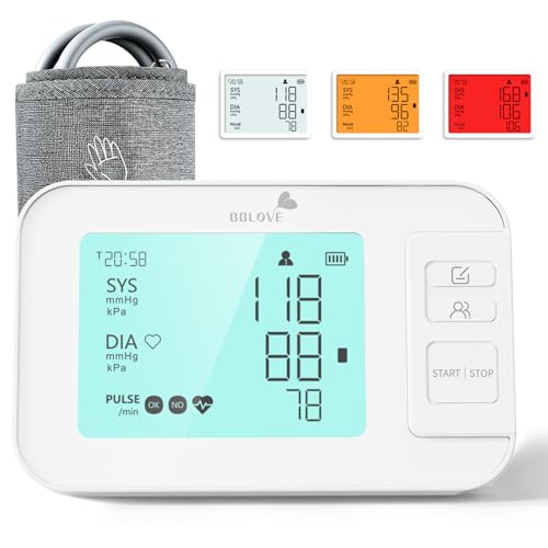 Image of BBLOVE Blood Pressure Monitors for Home Use, USB-C Rechargeable Upper Arm Blood Pressure Machine, Talking BP Monitor with Large Cuff 22-42cm, Backlit LCD Display & 2-User Memory for Seniors (White)