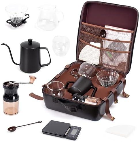 9-Piece Coffee Making & Serving Full Set Travel Coffee Gift Set C...