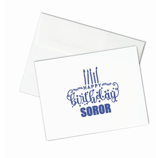 Image of Custom Made Love Birthday Sorority FOLDED Note Card Set, Birthday Women Stationary Notecard Set, Stationery For Sorority Women, Assorted Designs (Blue + White)