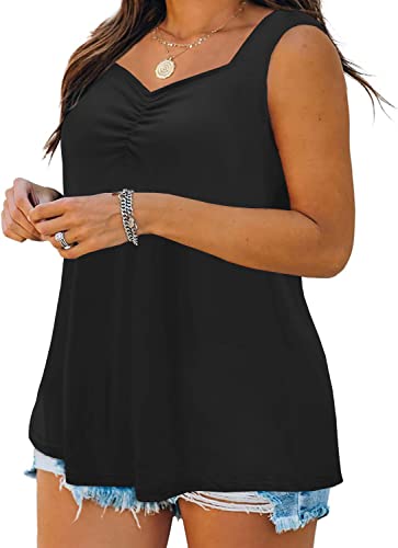 Plus Size Tank Tops for Women Summer Sleeveless Sweetheart Neck Casual Tunics Shirts3
