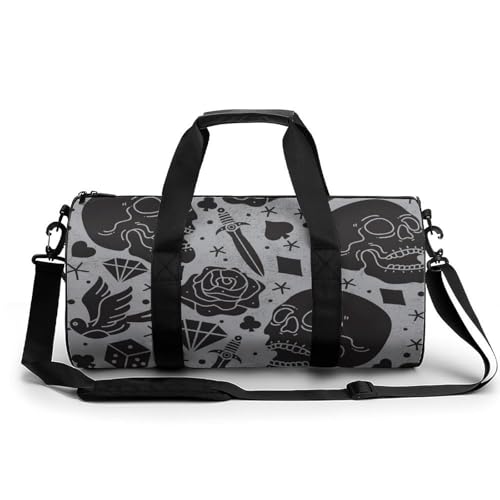 Sac de voyage crânes noirs robuste et imperméable pour le camping
