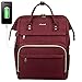 LOVEVOOK Sac à Dos pour Ordinateur Portable 17 Pouces, Imperméable Sac Ados Femme avec Port de Chargement USB, élégant Sac a Dos pc Portable pour College Collège Affaires Rouge vin