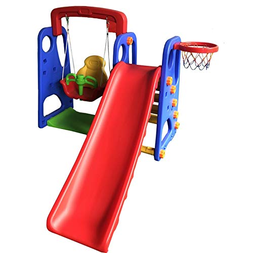 ATAA Parque Infantil 3 en 1 Parque Infantil para niños 3 en 1 (Columpio, tobogán y Canasta de Baloncesto) Cover