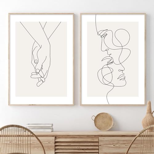 Abstract Couple Line Art Line Face Wall Art Minimalist Line