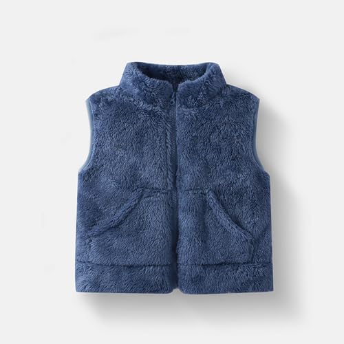 Kids Boys Girls Sherpa Fleece Vest Full-Zip Jacket Polar Fleece Warm Winter Coat Unisex Faux Fur Jacket with Pockets2