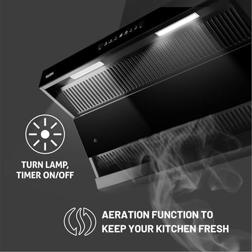 Image of Glen Auto Clean Chimney with Double Draft Suction and Heat Sensor, BLDC Motor 75cm 1600 m3 /h - Black (CH 6076 HSR DC AC)