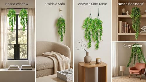 Image of Dekorly 2 Pack Artificial Plants Artificial Hanging Plants Faux Eucalyptus Leaf Greenery Fake Hanging Eucalyptus Plant (Green) (2, New Multi Colour Vines)