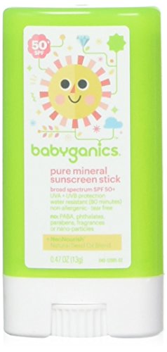 BabyGanics - protector solar Stick Pure agua Mineral resistente fragancia libre 50 SPF - 0,47 oz.