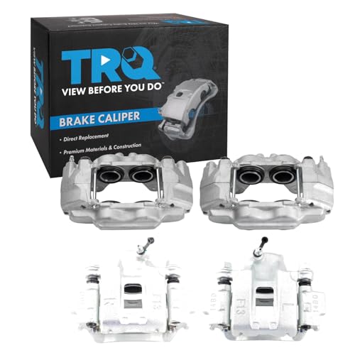 Image of TRQ Front and Rear Brake Caliper Set Zinc Coated Brackets Hardware Compatible with 2003-2009 Toyota 4Runner