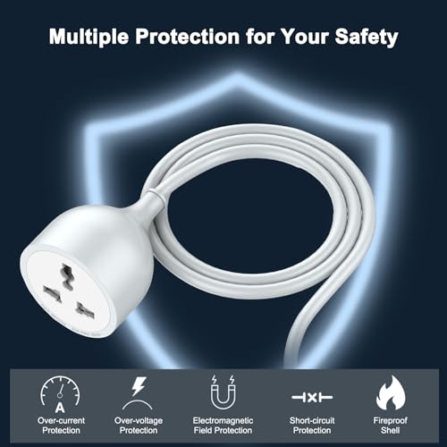 Image of Hoteon Extension Board with 10 Meters Heavy Duty Long Wire Cord, Single Outlet Socket 2500W 10A Expandable Electric Extension, 3 Pins Extension Cord for Indoor Outdoor Use (10M / Grey)-1PCS