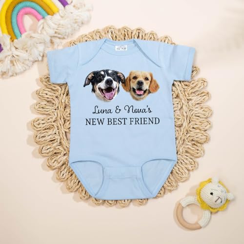 Custom Baby Bodysuit with Pet Portrait, Pregnancy Annoucement Gifts, New Best Friends Onesie, Dog-Themed Onesie, Dog Onesie For Baby, Funny Baby Onesie,Custom Baby Onesie Cute, Baby Bodysuit3