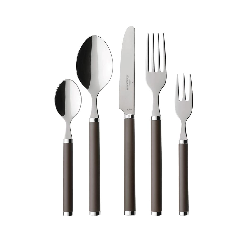 Villeroy & Boch Brown Play! Chocolate Cutlery For Up To 6 People, 30 Pieces, Stainless Steel, Plastic Handle