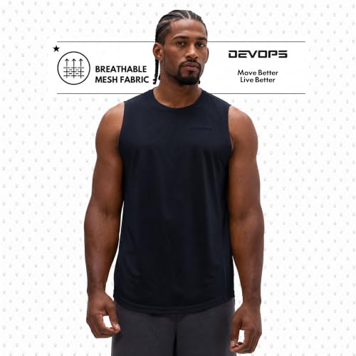 DEVOPS 3 Pack Sleeveless Men's Muscle Shirts Dry Fit Mesh Tank Top for Gym Workout, Training, Running, Quick Dry Activewear (X-Large, Black/Blue/Red) by DEVOPS - Image 7