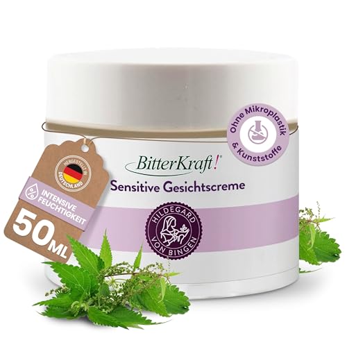 BitterKraft! Sensitive Gesichtscreme 50 ml – nach Hildegard von Bingen – intensive Feuchtigkeit für sensible & reaktive Haut – Anti-Aging – 100 % Natur – Made in Germany