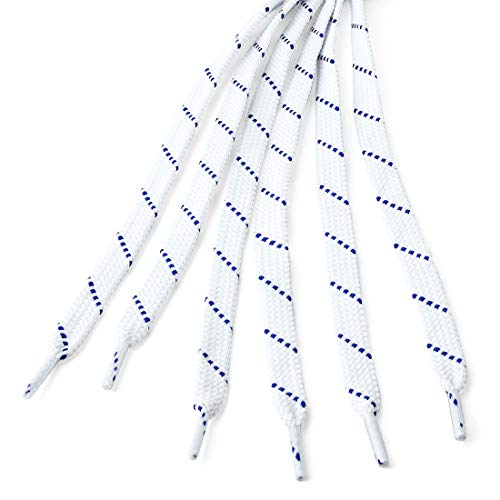 Lacets plats bicolores en sergé pour baskets décontractées blanc et bleu 100 cm - 3