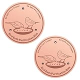 BKMAMLAB 2-Pack 99.99% Pure Copper Bird Bath Purification Disk,Copper Disc with Stable Triple-Point Support,Fits All Outdoor Bird Baths(Round)