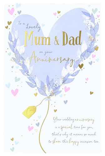 Mum And Dad Anniversary Luxury Greeting Card By Wishing Well Studios 6 X 9 Inches