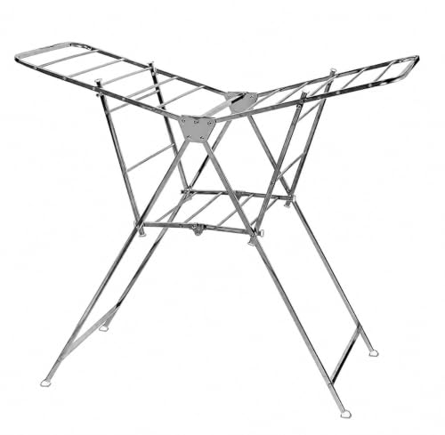 Image of KITCHIVO Heavy Duty Stainless Steel Clothes Drying Stand, Foldable Laundry Rack with Extendable Side Wings for Indoor and Outdoor Drying (Wigas SteelDry)