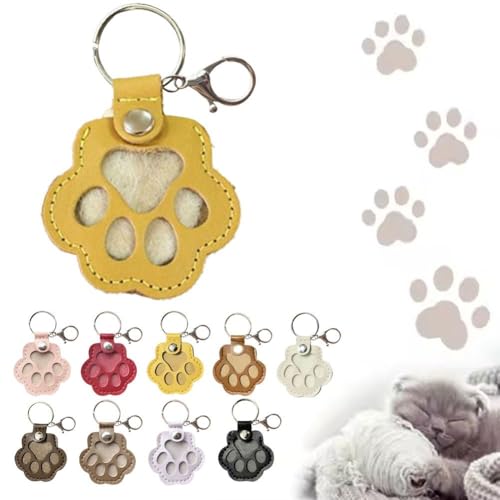 Schlüsselanhänger für Tierhaare, bezaubernde Pfotenabdruck-Schlüsselanhänger mit Druckknopf, Tierhaare, Gedenkflasche, Schlüsselanhänger zum Sammeln von Katzen- und Hundehaaren, für Katzenliebhaber