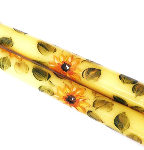 Unscented Dripless Decorative Hand Painted Yellow Sunflowers Taper Candles Fall Boho Bohemian Decor Decorations #TOP24