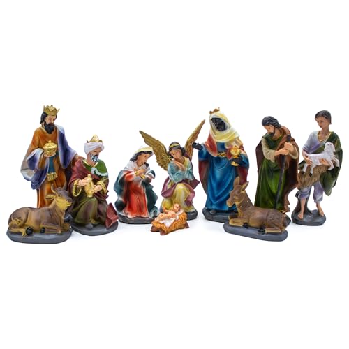Spetebo Weihnachtskrippe Figuren handbemalt 10er Set - Größe XL / 8...