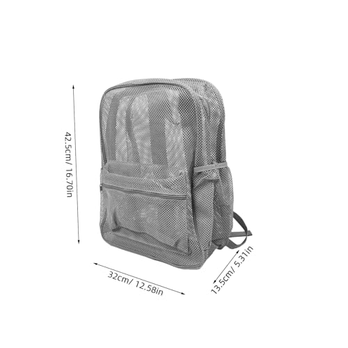 SUPVOX Heavy Duty Mesh Backpack for Outdoor Sports Comfortable Padded Straps Enhanced Ventilation for Beach and Casual Travel Grey See Through Design with Organized Storage2