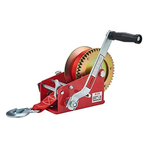 OPENROAD 3200lbs Hand Winch,Heavy Duty Boat Trailer Winch with Hook,10M Strap with Crank Handle 2 Gear Winch,Pulling Winch for ATV/UTV