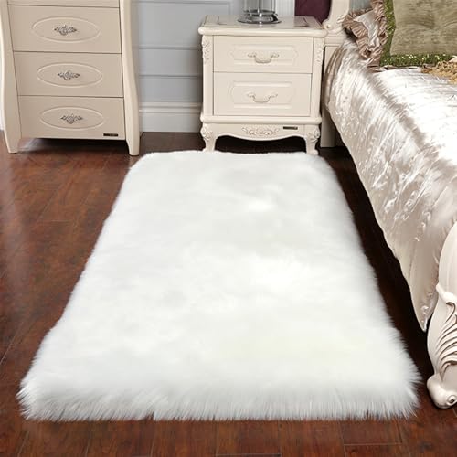 Tapis salon à poils longs blanc pour décoration de la maison