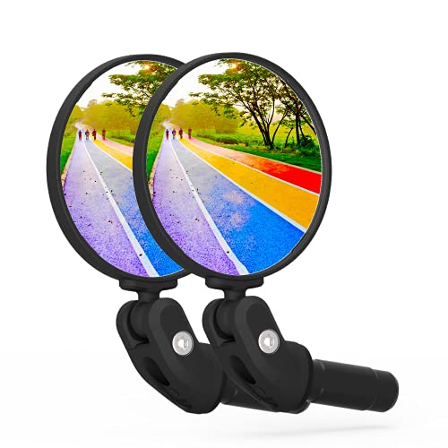BriskMore Bike Mirrors, HD Glass Convex Lens Bicycle Rearview Mirror, 2PCS Safe Cycling Rear View Mirror, Adjustable Handlebar Wider View Bicycles Mirror for Scooter Road Mountain Bikes