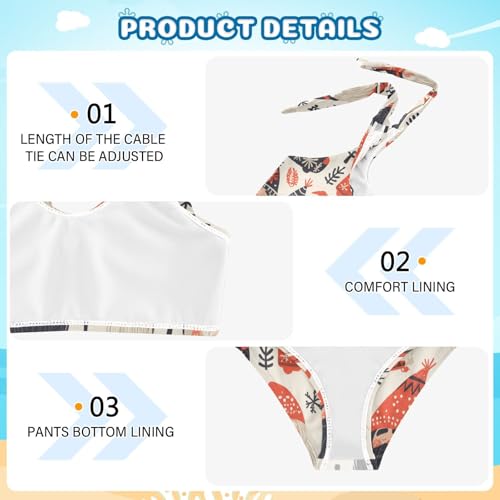 Christmas Card Funny Gnomes Scandinavian Flat Girl Two Piecing Kids Bikini Set Quick-Dry Swimsuit Swimwear Cute Shoulder4