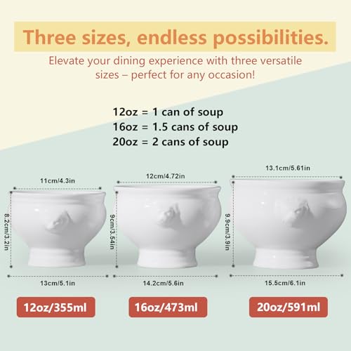 Image of Cinf Lion Head Ceramic Bowls Set of 4, 20 oz Soup & Cereal Bowls