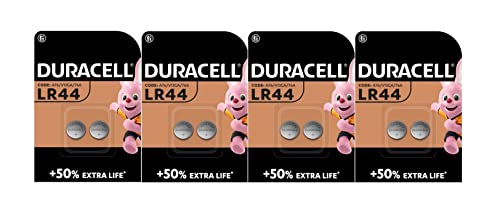 8 pilas Duracell LR44 A76 V13GA 76A (4 blísters de 2 baterías) 8 pilas