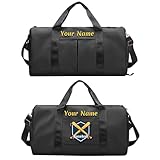 Custom embroidered sports bag, personalized gym bag, (with wet and dry pockets and shoe compartment) weekend travel duffel bag with shoulder strap, gift for travel and sports lovers
