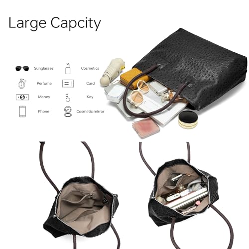 Bolso Tote para Mujer de Cuero Vegano Negro miniatura 5