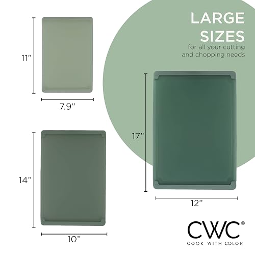COOK WITH COLOR 3-Piece Dark Sage Jumbo Cutting Board Set