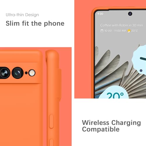 Image of YATWIN Silicone Back Case for Google Pixel 7 Pro, Soft-Touch Phone Back Cover for Google Pixel 7 Pro - Orange