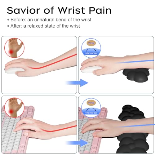 Image of JIKIOU Upgrade Leather Cloud Wrist Rest for Keyboard and Mouse & Cup Pad | Wish Gift-Cute Cloud Shape, Comfortable and don't Irritate to Skin, Non-Slip PU Base,Soft Memory Foam filled for Pain Relief
